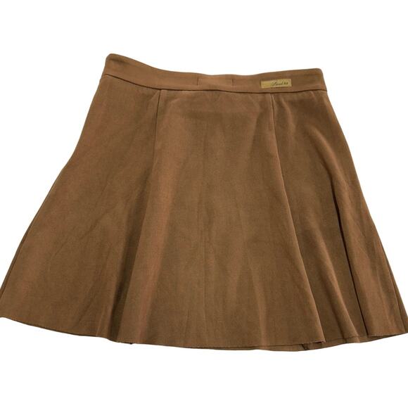 Level 99 Skirt Womens 26 Brown Camel Faux Suede Mini - Picture 3 of 8